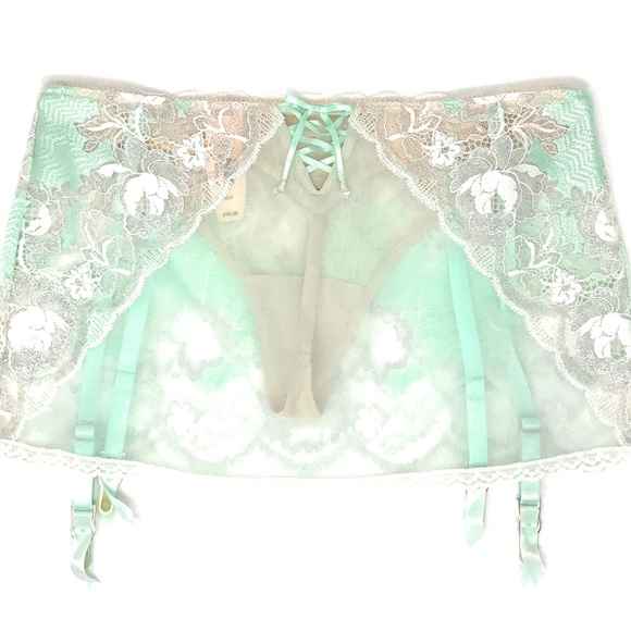 Victoria's Secret Crystal Mint Garter Belt Panty - Picture 3 of 7